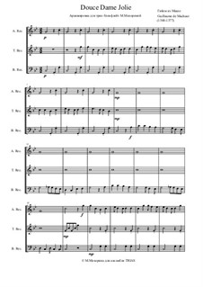 Douce dame jolie: For trio recorder by Guillaume de Machaut