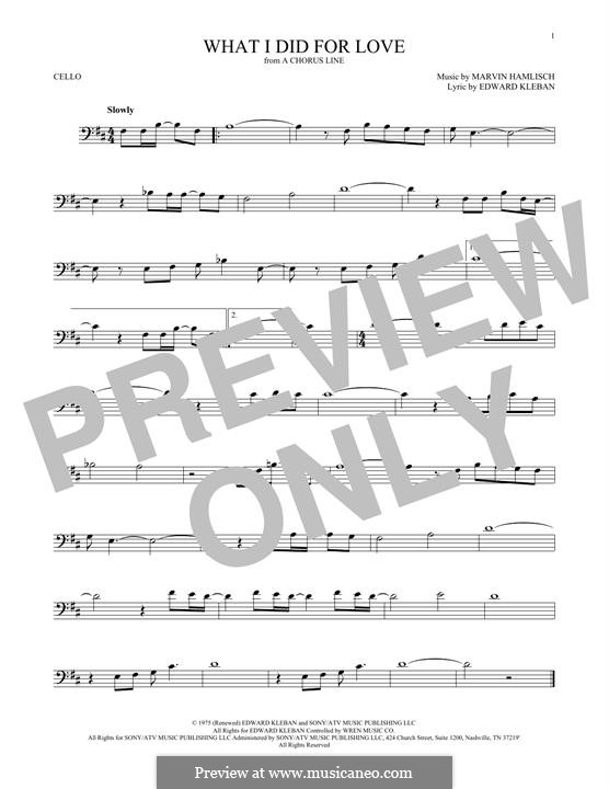 What I Did for Love (Priscilla Lopez): Für Cello by Marvin Hamlisch