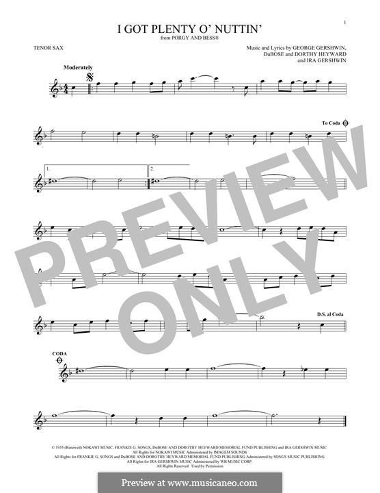 I Got Plenty O' Nuttin': Für Tenorsaxophon by George Gershwin