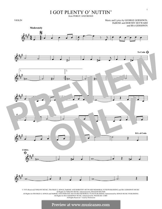 I Got Plenty O' Nuttin': Für Violine by George Gershwin