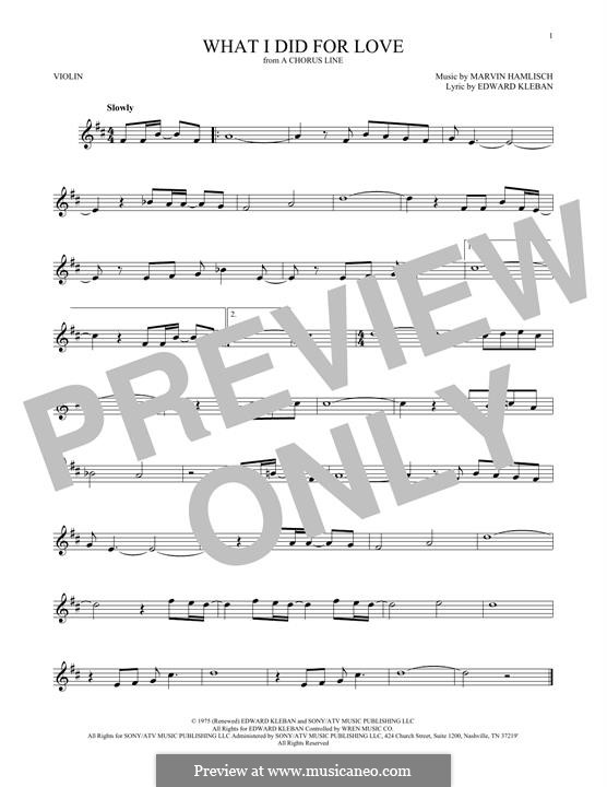 What I Did for Love (Priscilla Lopez): Für Violine by Marvin Hamlisch