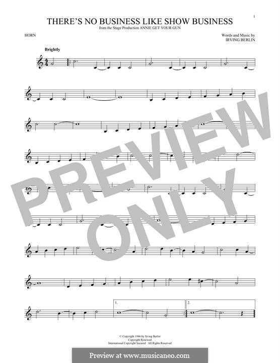 There's No Business Like Show Business (Ethel Merman): For horn by Irving Berlin