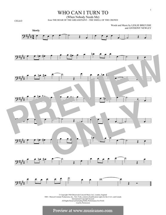 Who Can I Turn To?: Für Cello by Anthony Newley, Leslie Bricusse