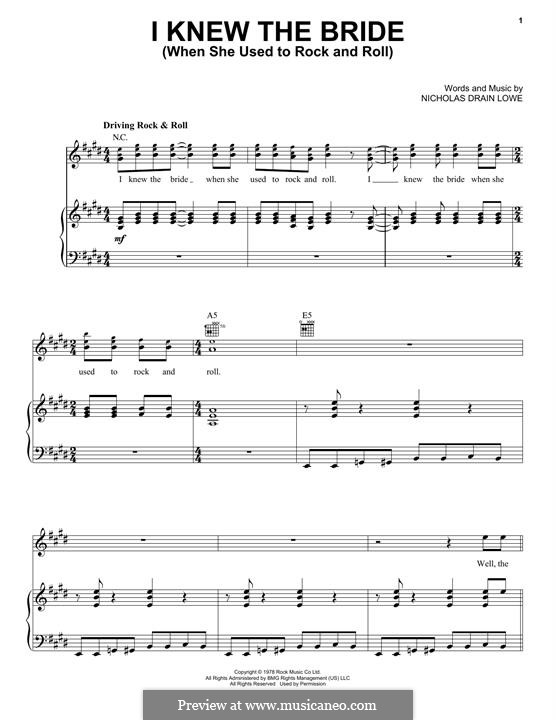 I Knew the Bride (When She Used to Rock and Roll): Für Stimme und Klavier (oder Gitarre) by Nick Lowe