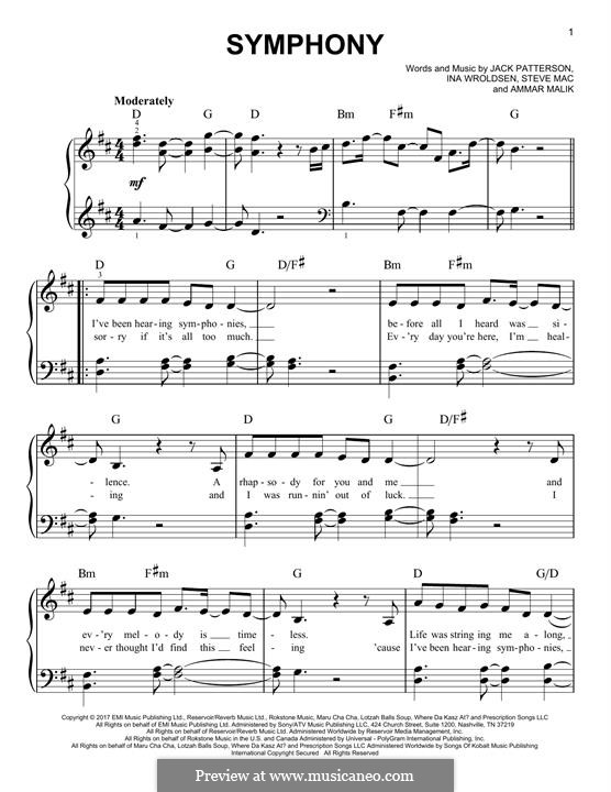 Symphony (Clean Bandit): Für Klavier by Ammar Malik, Ina Wroldsen, Steve Mac, Jack Patterson