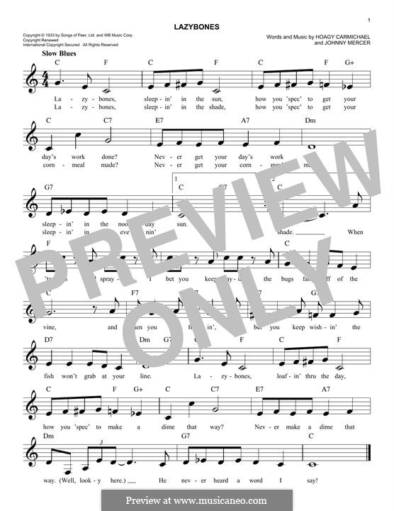 Lazybones: Melodische Linie by Johnny Mercer
