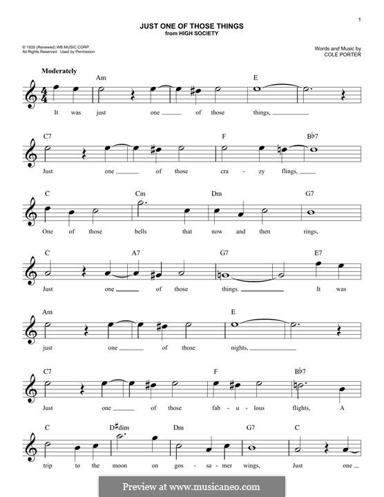 Just One of Those Things: Melodische Linie by Cole Porter