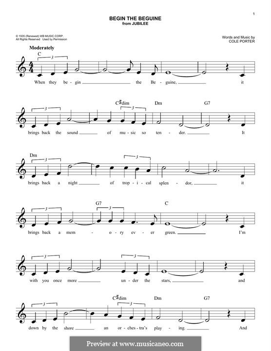 Begin the Beguine: Melodische Linie by Cole Porter
