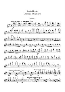 Zampa, ou La fiancée de marbre: Ouvertüre – Violinstimmen I by Ferdinand Herold