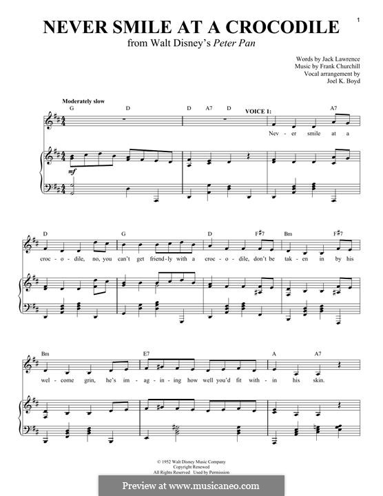 Never Smile at a Crocodile: Für Stimme und Klavier by Frank Churchill