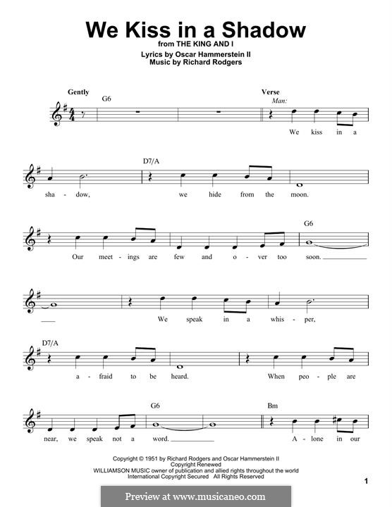 We Kiss in a Shadow (from The King and I): Melodische Linie by Richard Rodgers
