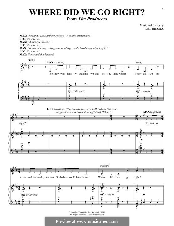 Where Did We Go Right?: Für Stimme und Klavier by Mel Brooks