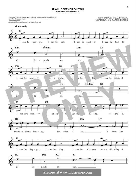 It All Depends on You (Al Jolson): Melodische Linie by Ray Henderson