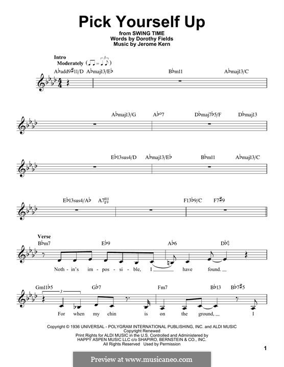 Pick Yourself Up (from Swing Time): Melodische Linie by Jerome Kern