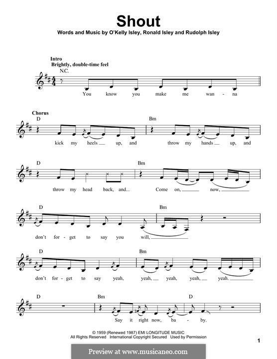 Shout (The Isley Brothers): Melodische Linie by O'Kelly Isley, Ronald Isley, Rudolph Isley