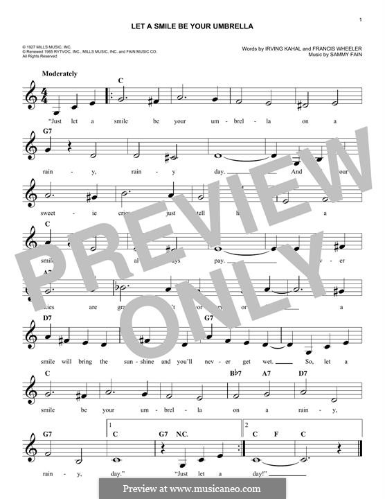 Let a Smile Be Your Umbrella: Melodische Linie by Francis Wheeler, Sammy Fain