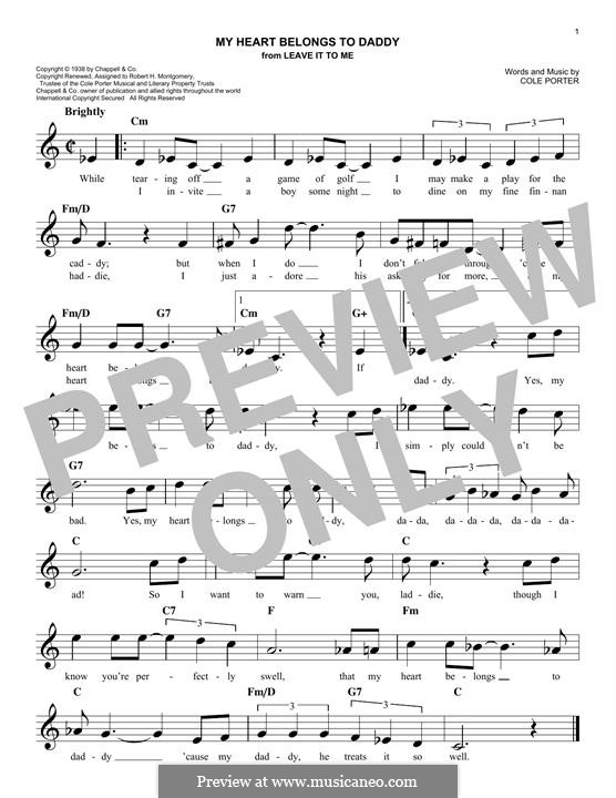 My Heart Belongs to Daddy: Melodische Linie by Cole Porter