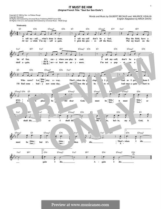 It Must Be Him (Vikki Carr): Melodische Linie by Gilbert Becaud