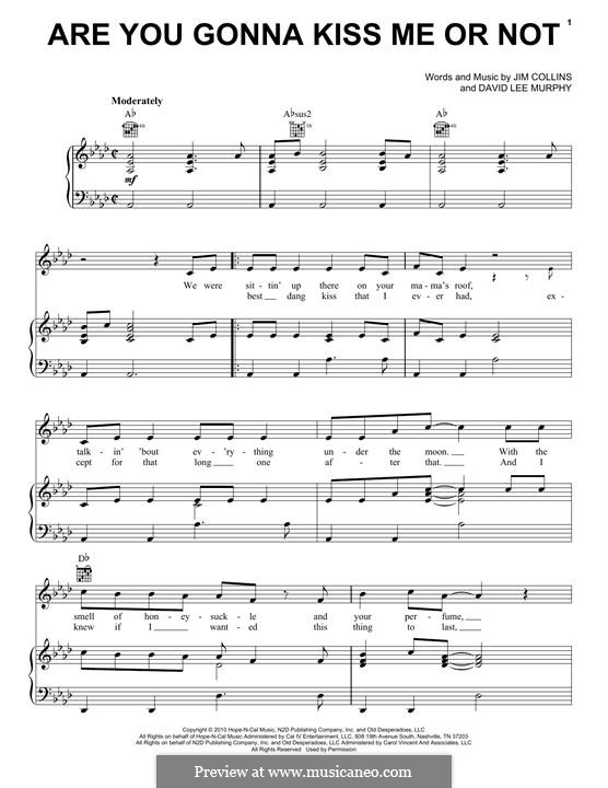 Are You Gonna Kiss Me or Not (Thompson Square): Für Stimme und Klavier (oder Gitarre) by David Lee Murphy, Jim Collins