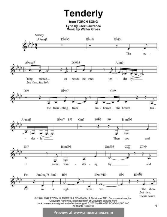 Tenderly: Melodische Linie by Walter Gross