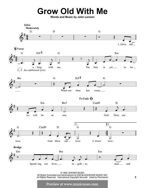 Grow Old With Me: Melodische Linie by John Lennon
