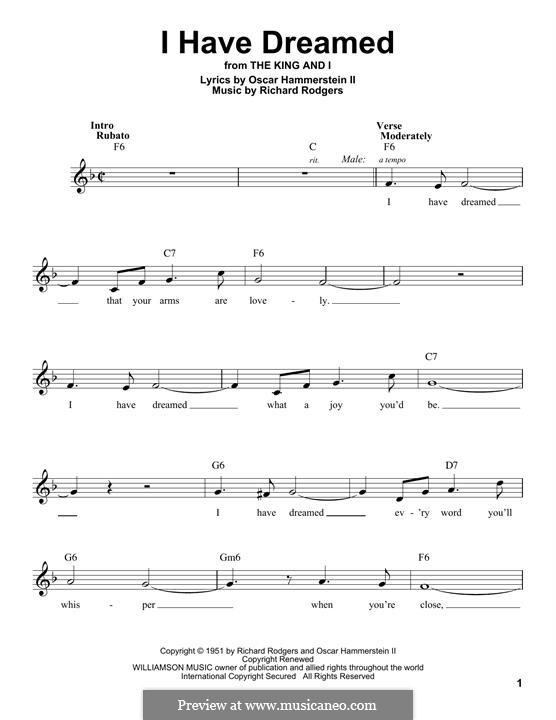 I Have Dreamed (from The King and I): Melodische Linie by Richard Rodgers