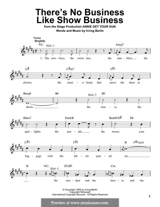 There's No Business Like Show Business (Ethel Merman): Melodische Linie by Irving Berlin