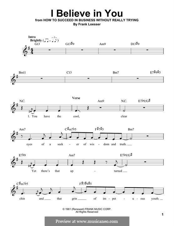 I Believe in You: Melodische Linie by Frank Loesser