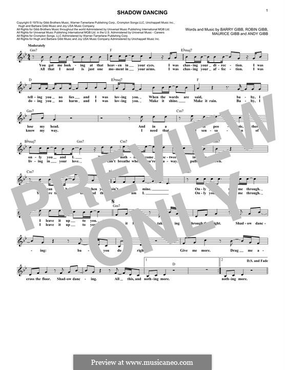 Shadow Dancing (Andy Gibb): Melodische Linie by Barry Gibb, Maurice Gibb, Robin Gibb