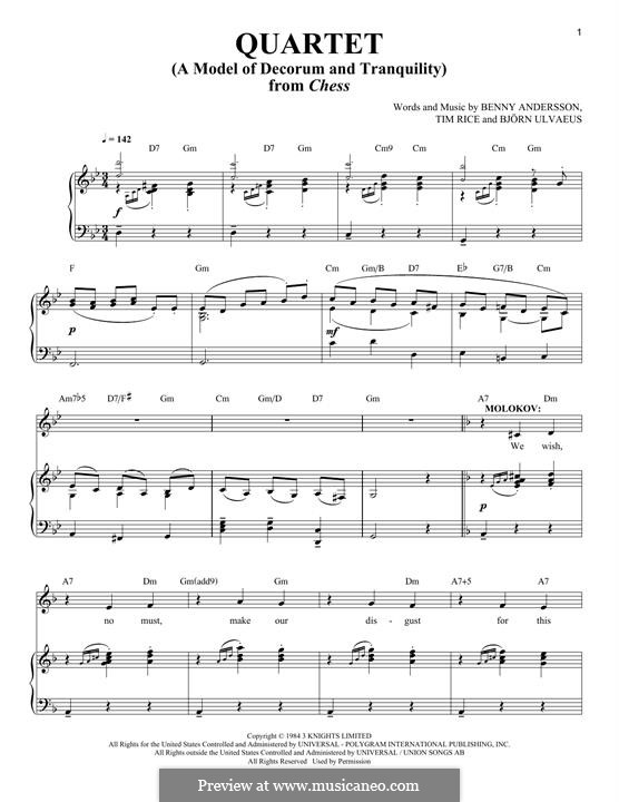 Quartet (a Model of Decorum and Tranquillity): Für Stimme und Klavier by Benny Andersson, Björn Ulvaeus