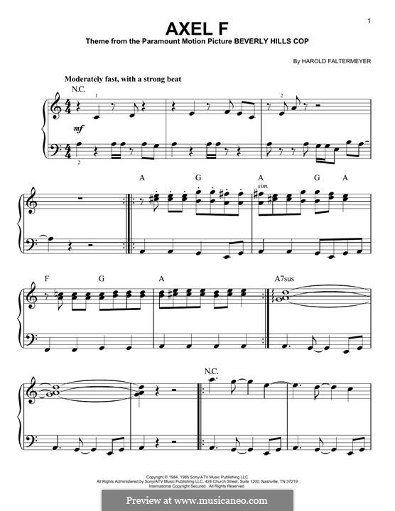 Axel F (from Beverley Hills Cop): Für Klavier by Harold Faltermeyer