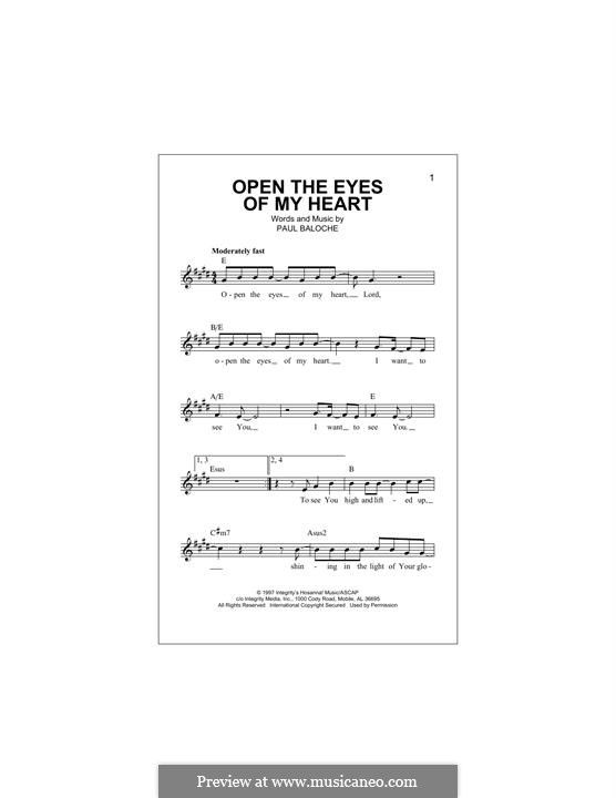 Open The Eyes Of My Heart Noten Open the Eyes of My Heart von P. Baloche - Noten auf MusicaNeo