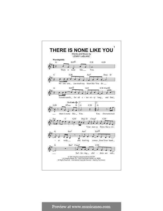 There Is None Like You: Melodische Linie by Lenny LeBlanc