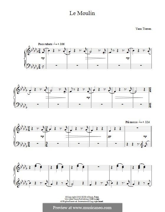Le Moulin: Für Klavier by Yann Tiersen