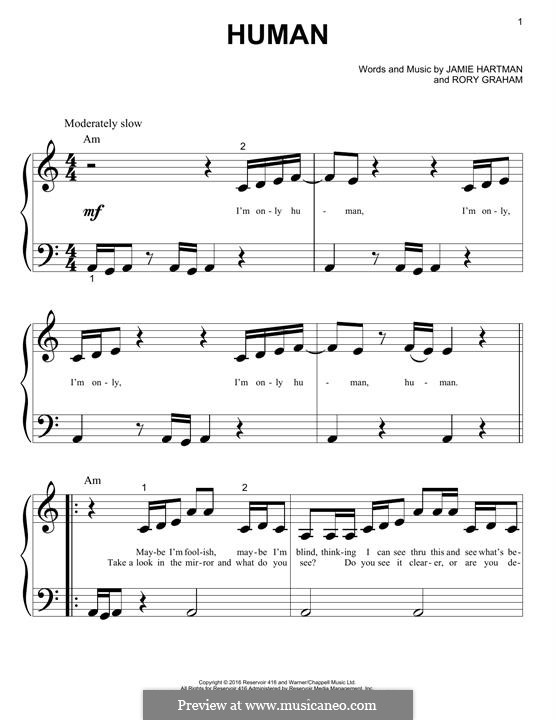 Human (Rag'n'Bone Man): Für Klavier by Jamie Hartman, Rory Graham