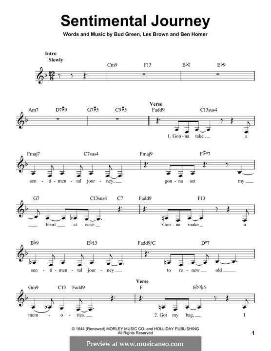 Sentimental Journey: Melodische Linie by Bud Green, Benjamin Homer, Lew Brown