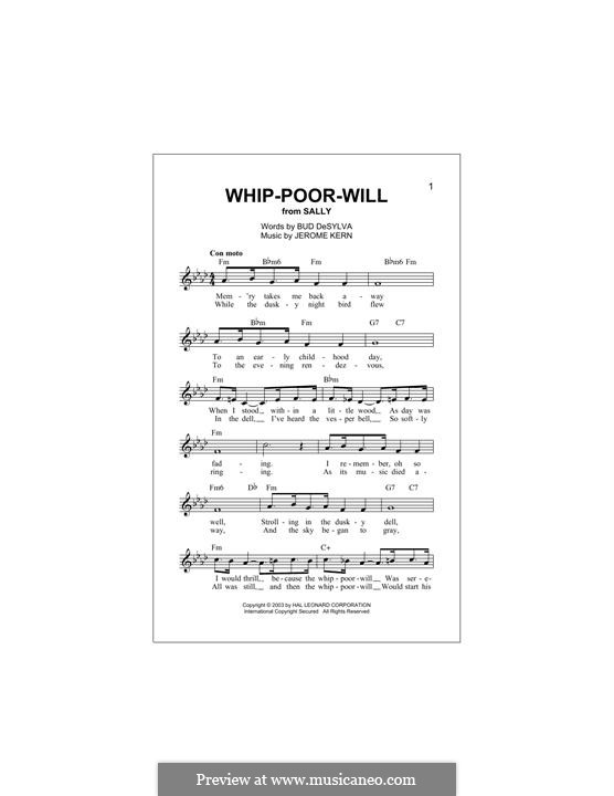 Whip-Poor-Will: Melodische Linie by Jerome Kern