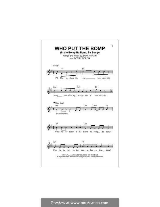 Who Put the Bomp (In the Bomp Ba Bomp Ba Bomp): Melodische Linie by Gerry Goffin