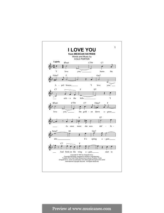 I Love You: Melodische Linie by Cole Porter