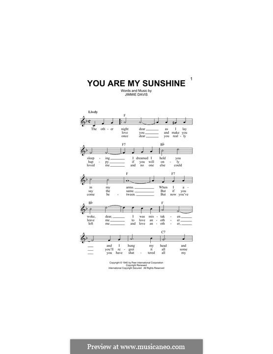 You are My Sunshine: Melodische Linie by Jimmie Davis