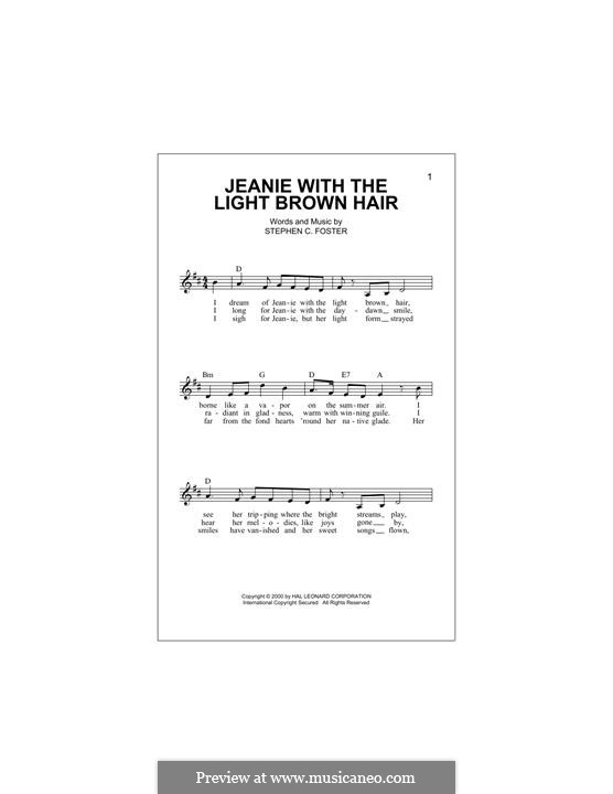 Jeanie with the Light Brown Hair: Melodische Linie by Stephen Foster
