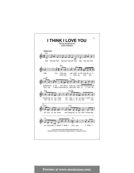 I Think I Love You (The Partridge Family): Melodische Linie by Tony Romeo