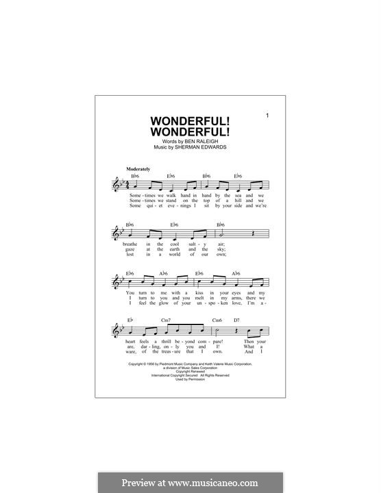 Wonderful! Wonderful!: Melodische Linie by Sherman Edwards