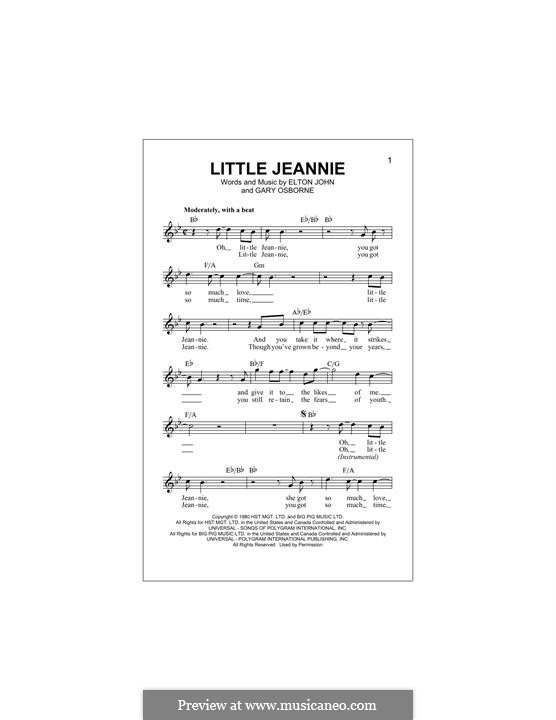 Little Jeannie (Elton John): Melodische Linie by Gary Osborne