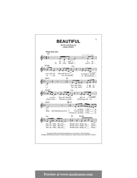 Beautifull (Christina Aguilera & Beverly McClellan): Melodische Linie by Linda Perry