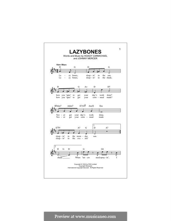 Lazybones: Melodische Linie by Johnny Mercer