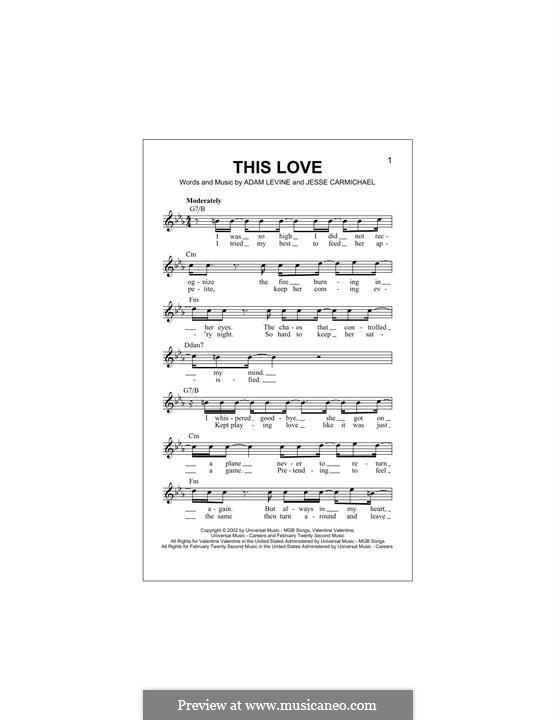 This Love (Maroon 5): Melodische Linie by Adam Levine, Jesse Carmichael