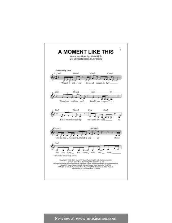 A Moment Like This: Melodische Linie by John Reid, Jörgen Kjell Elofsson