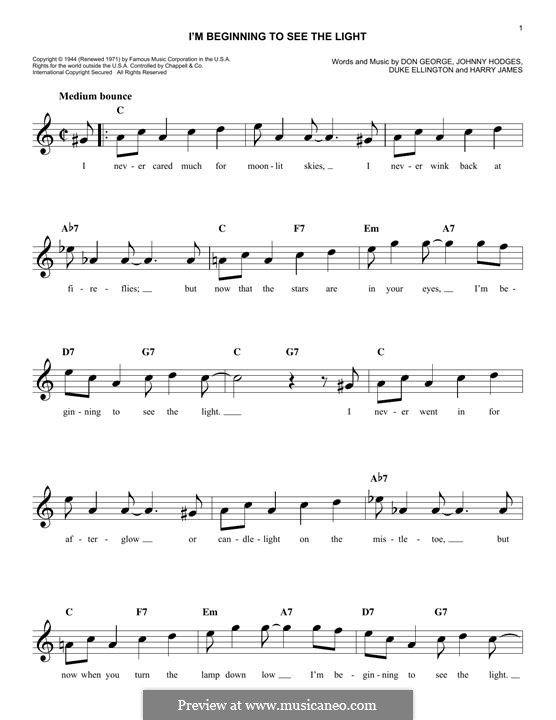 I'm Beginning to See the Light: Melodische Linie by John Hodges, Don George, Duke Ellington, Harry James