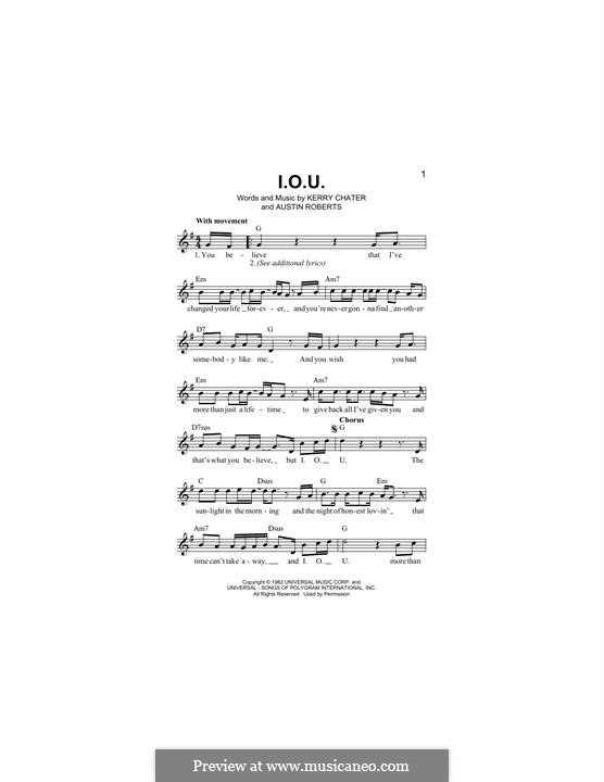 I.O.U. (Lee Greenwood): Melodische Linie by Austin Roberts, Kerry Chater